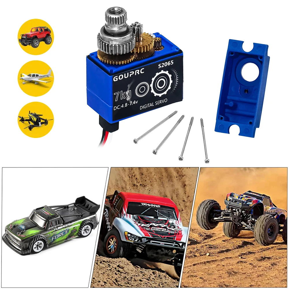 7KG Waterproof RC Digital Micro Servo with Servo Horn Metal Gear Servo Digital Servo for TRX4 TRX6 SCX10 III 1/10 RC Car