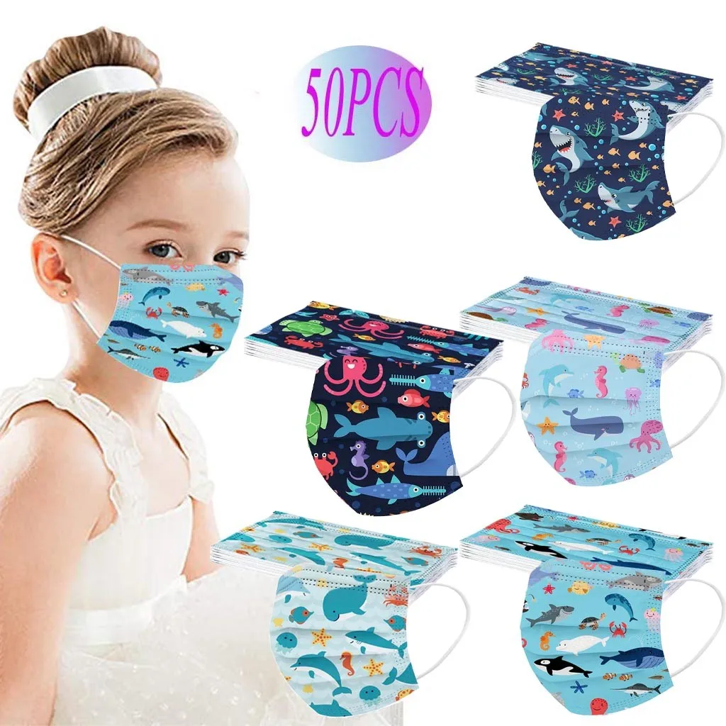 Children'S Mask Disposable Face Mask Industrial 3-Layer Face 50pc Cubre Bocas Desechables Disposable Mouths Covers маски