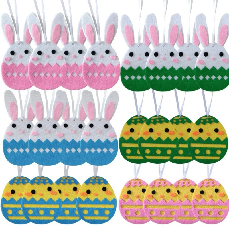 

24pc Colorful Easter Tree Decoration Felt Rabbit Eggs Pendant for Kids Presents DropShip