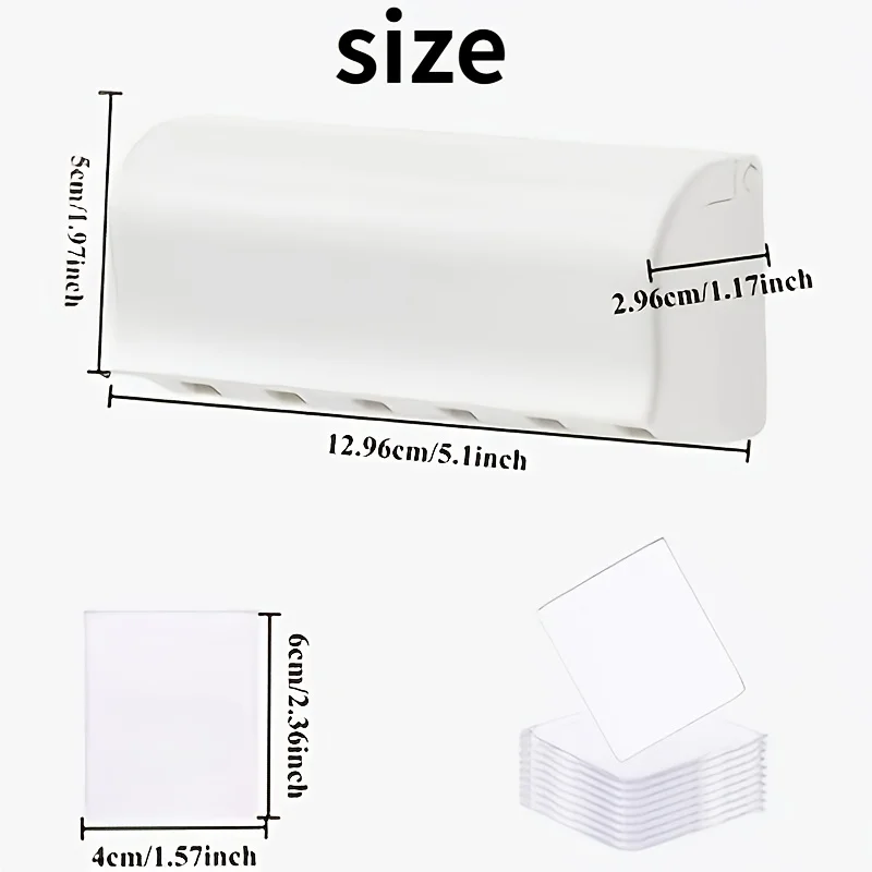 Compact Wall-Mounted Toothbrush Organizer with Cover and Self-Adhesive Backing