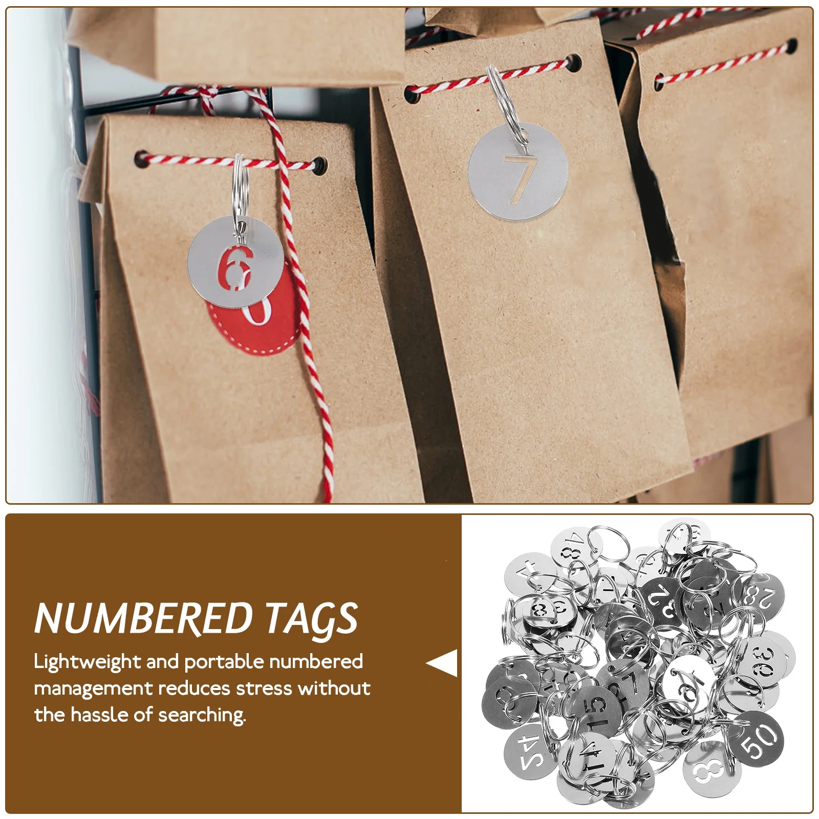 50pcs Numbered 1-50 Tags Key Labels Tags Key Classification Small Metal for Kindergarten key labels