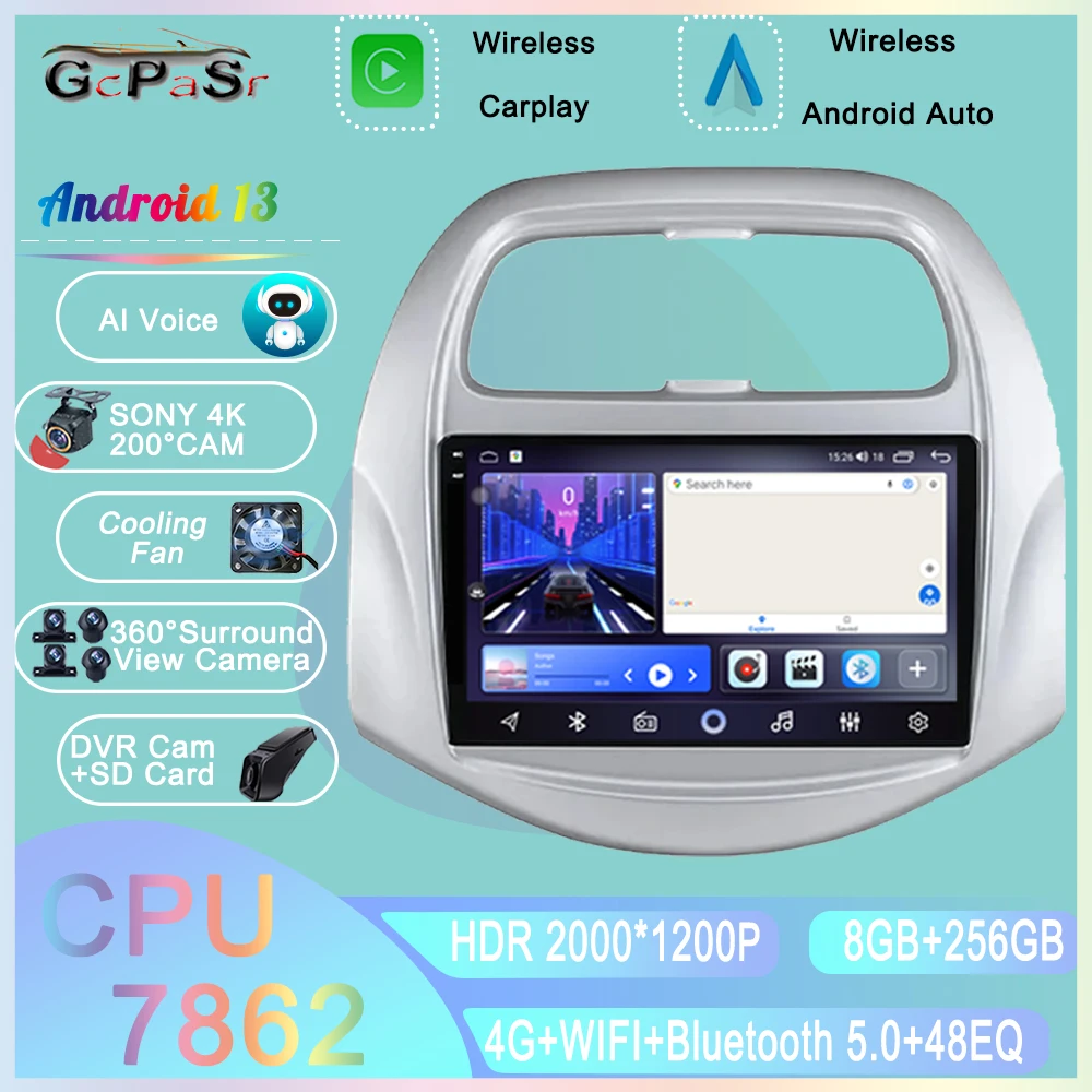 

Android 13 For Chevrolet Spark Baic Beat Daewoo Matiz 2018 - 2022 Auto Radio Stereo Multimedia Player GPS Navigation 5G wifi BT