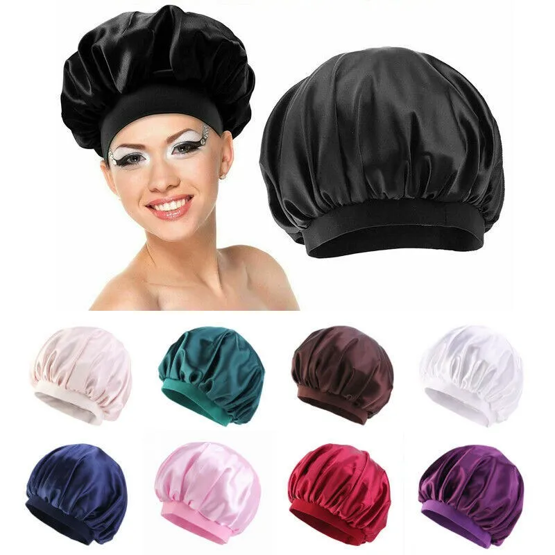 

Sleeping Bonnet Hair Wrap Silk Satin Cap Women Elastic Night Soft Hat Headwear