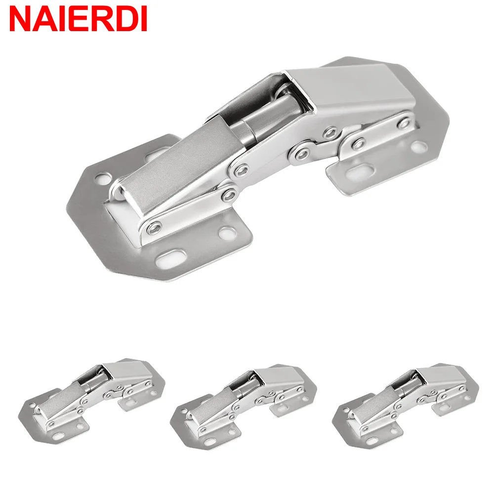 NAIERDI 4 Pack 90 Degree Soft Close Spring Hinges No Pre-drilled Noiseless Hidden Concealed Cabinet Furniture Hinge furniture hinge