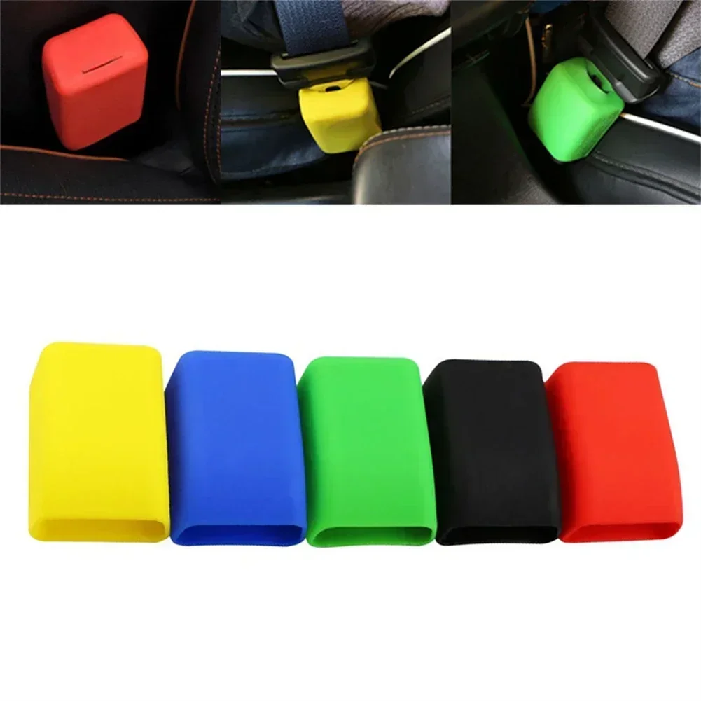 1Pc Car Universal Seat Belt Buckle Protective Cover Silicone Anti-Scratch Cover Safety Decorative Accessories Dust Case seat belt covers car seat belt accessory