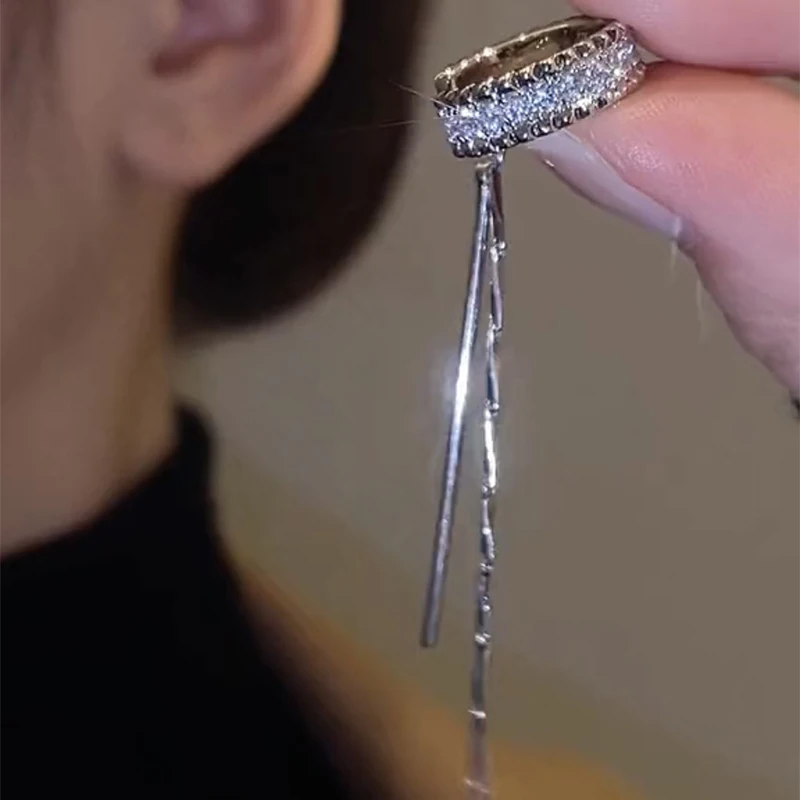 ear clip earrings clip earrings ear clip ear accessories Imitation Pearl Long Tassel Ear Cuff Earring Zircon C Shape Ear Clips No Piercing Earrings Beads Snake Chain Earclip Jewelry