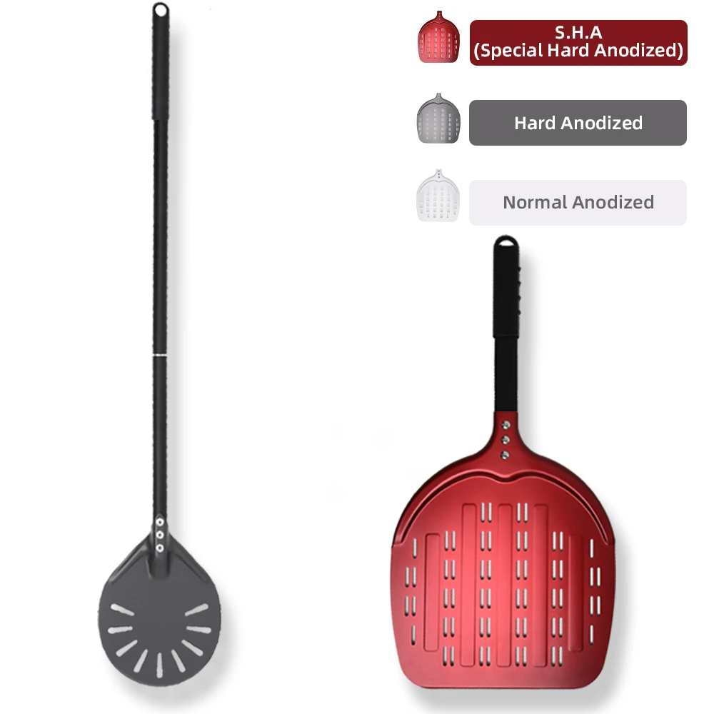 Pizza Peel 12 14 &6 Inch Long Handle Turning Paddle Aluminum Pizza Turner Baking Tool Perforated 2 pack Kitchen Accessories pizza peel