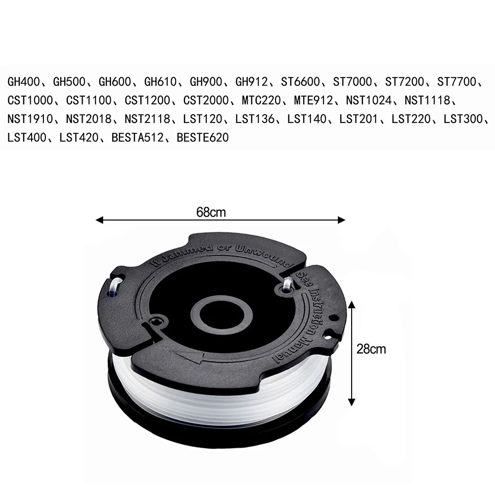 

6-Pack Spool Line For Black&Decker String Trimmer AF-100-3ZP GH400 30ft Grass Trimmer Lawn Mower Replacement Accessories