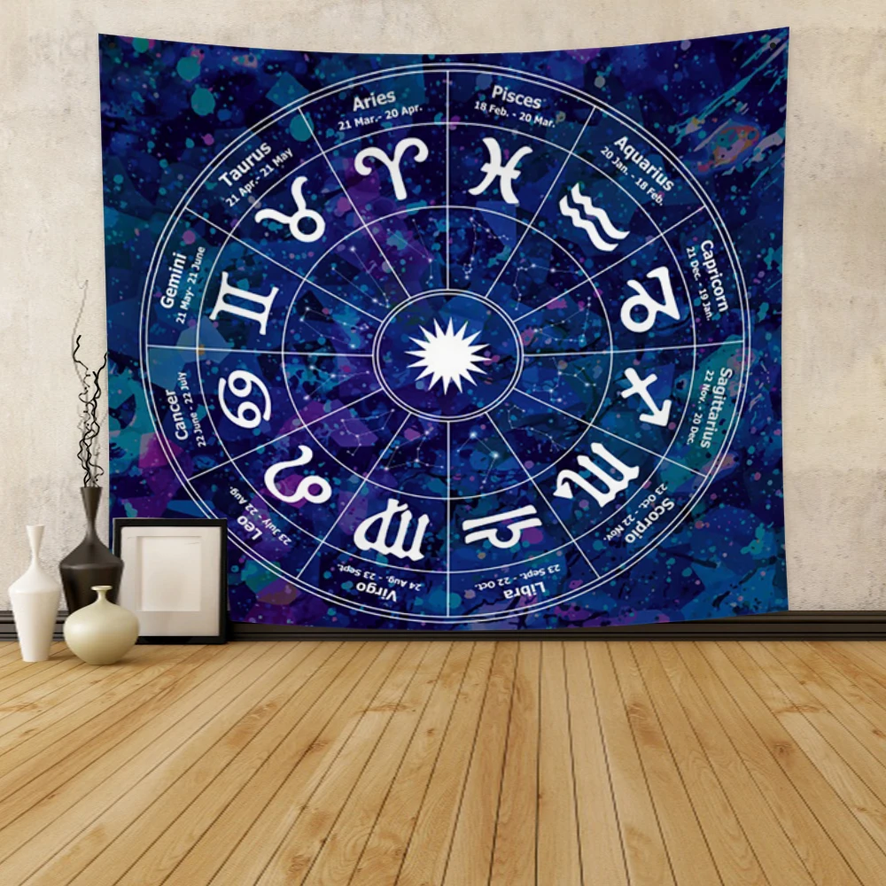 

Tarot Tapestry Wheel of the Zodiac Astrology Chart Wall Hanging Scarf Altar cloth tarot cloth tarot deck Sun and Moon Home Decor