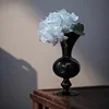 Black Tall-Stemmed Glass Vase – French Classical Hydroponic Flower Arrangement Vase, Artisan Craft Home Decor Piece 3
