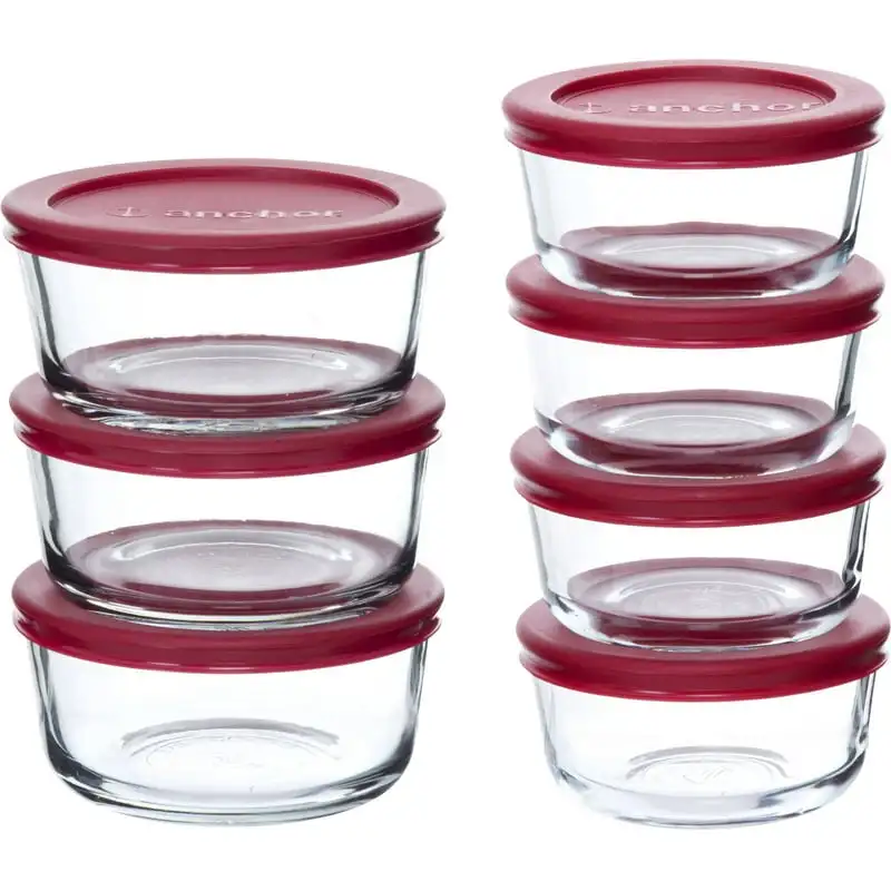 

Clear Glass Round Food Storage Value Pack with Red Lids
