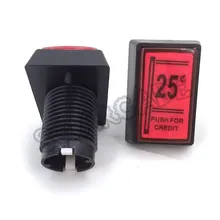 

10pcs/lot €0.25 / 25 cents Push For Credit LED button Arcade game machine Rectangle 25￠Button with led lamp with Micro Switch