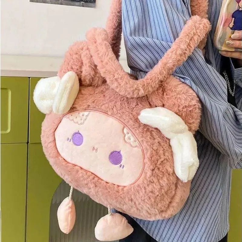 Xiuya Cute Cartoon Womens Shoulder Bag Plush Fluffy Doll Lolita Jk Harajuku Fashion Armpit Bag Exquisite Female Kawaii Handbag