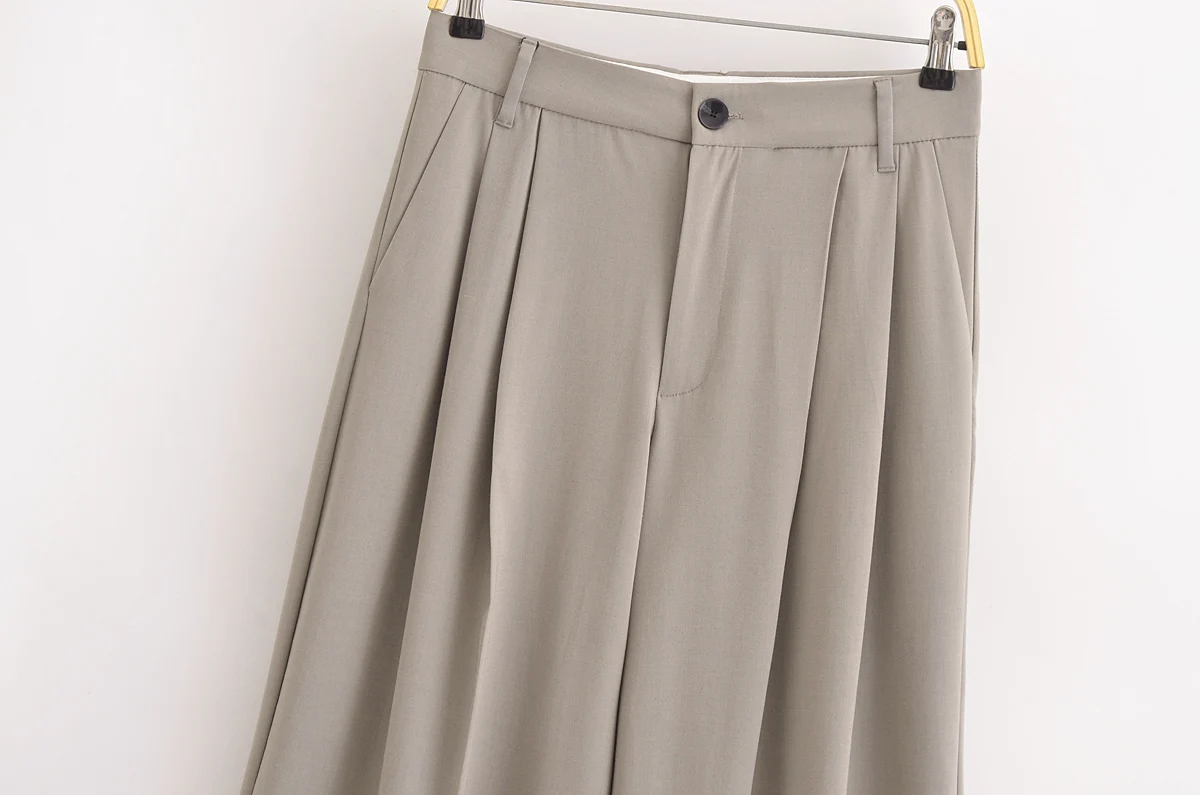 Tangada Women Black Wide Leg Suit Pants Trousers Lady Pants 6P0109