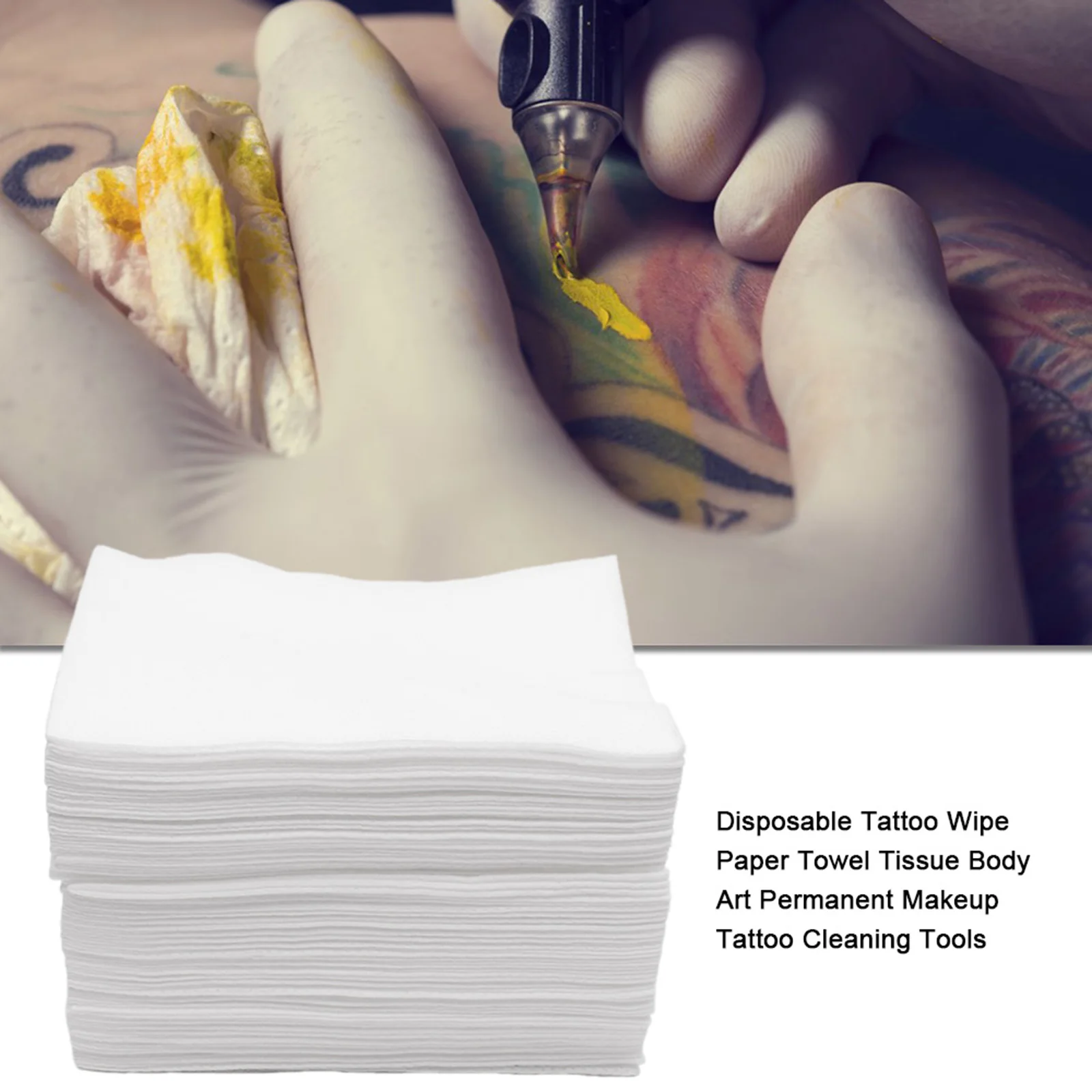 Tattoo Wipe Paper 50pcs Disposable Tattoo Wipe Paper Towel Tissue Body Art Permanent Makeup Tattoo Cleaning Tools Supplies Accessories