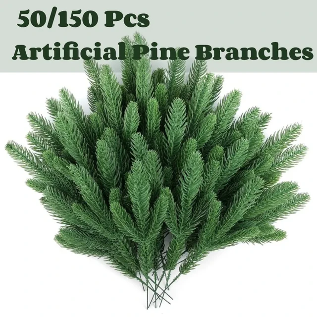 50/100/150 Pcs Artificial Pine Branches Christmas Greenery Pine Needles DIY  Cedar Picks Christmas Garland Wreath for Home Decor - AliExpress