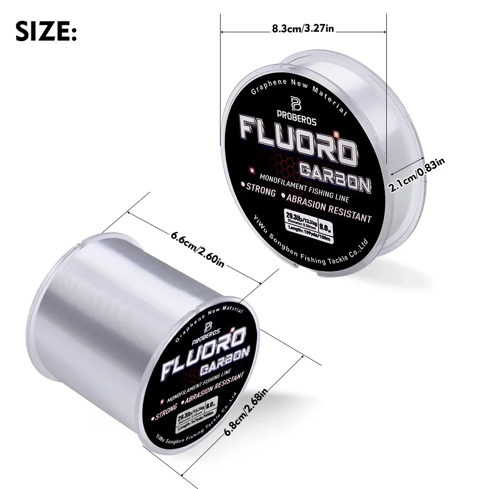 100M 300M 500M High Abrasion Resistance Carbon Fiber Coating Monofilament Fishing Line FluoroCarbon String Cord Wire Anti-Curl fishing line fishing tackle