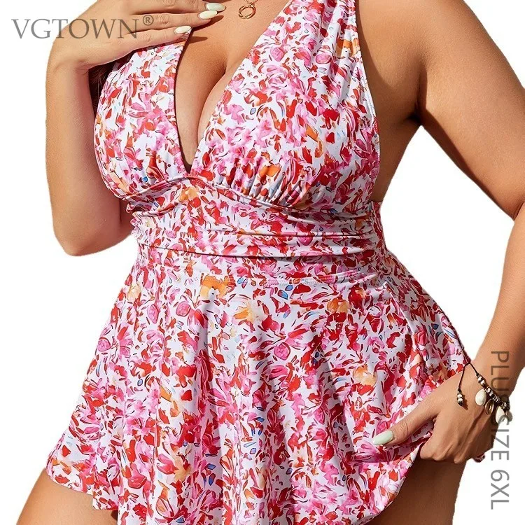 Plus ize 8XL Women New Swimsuit Two Piece Swimwear Push Up Large Big Floral Swimming Suits Beachwear Bathing Suits