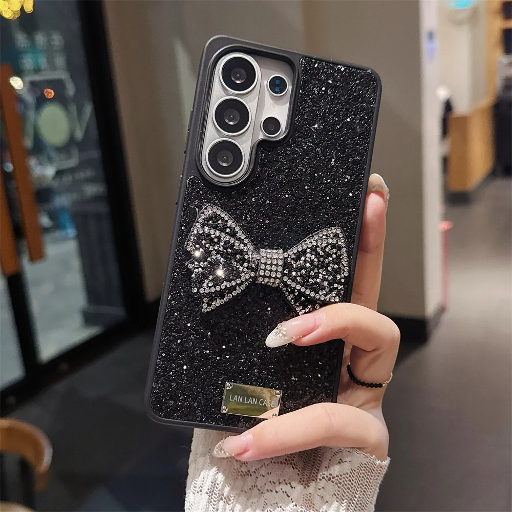 Luxury 3D Rhinestone Butterfly Bow Glitter Phone Case - Full Screen Shockproof Bumper Cover