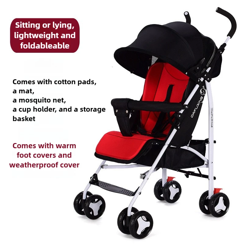 Poussette bébé Portable pliable, peut s'asseoir ou s'allonger, poussette universelle antichoc pour toutes les saisons