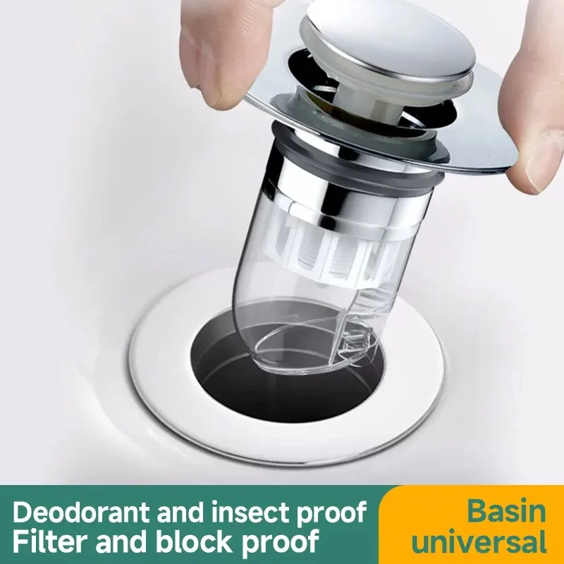 Universal Basin Pop-up Drain Filter Wash Basin Hair Sink Strainer Kitchen Bathtub Stopper Shower Plug Bathroom Tool 2030