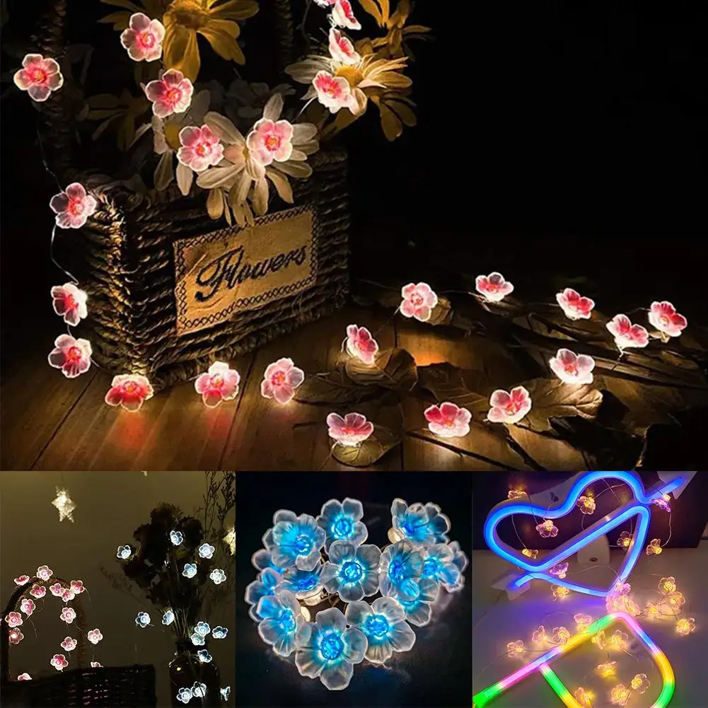 

Blossom Fairy String Lights Pink Flower String Lamps Battery Powered For Outdoor Christmas Garland Decoration P4y4
