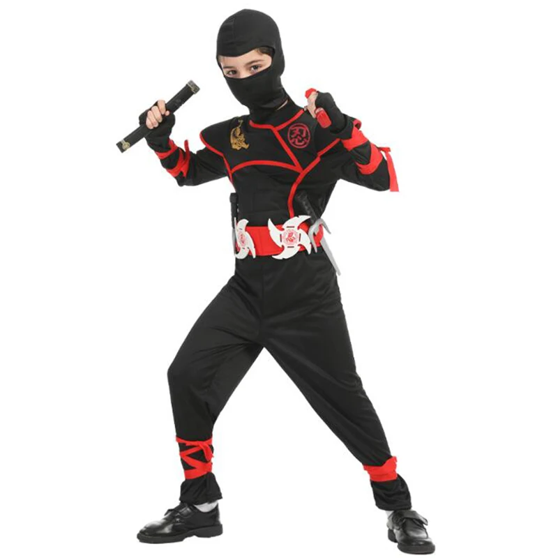 Halloween Kids Costume Ninja Cosplay Boys Girls Purim Birthday Fancy Dress Dagger Darts Carnival Japanese Swordsman Warr Suit