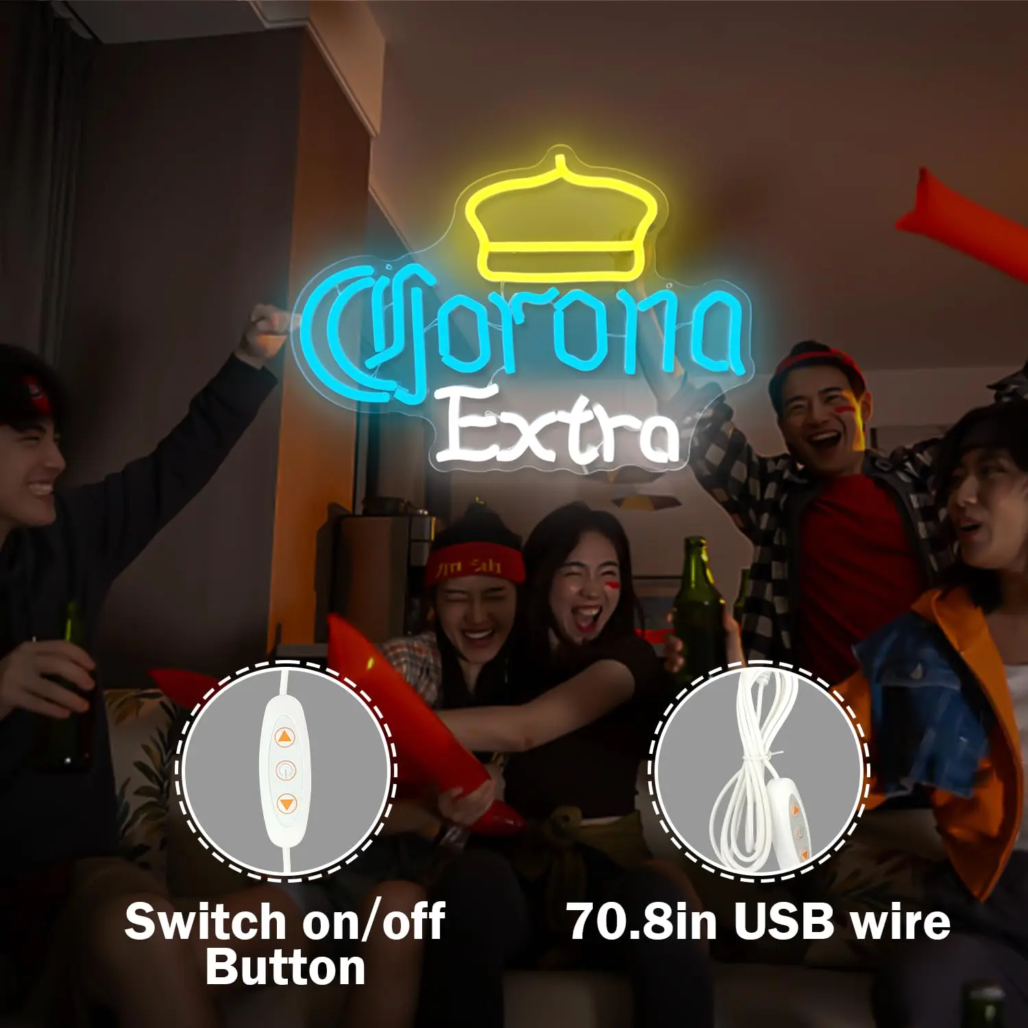 네온 사인 맥주 네온 조명, 벽 LED 바 사인 라이트 업, 동굴 홈 파티 클럽 네온 레트로 장식 선물