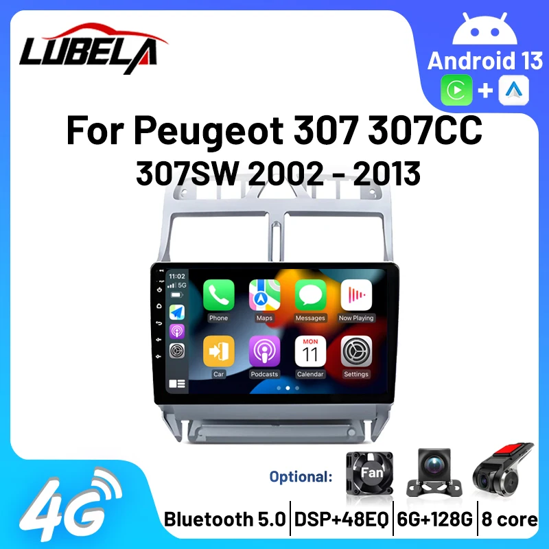 2Din Android Multimedia Player Radios Android 13 8 Core wifi gps For Peugeot 307 307CC 307SW 2002 - 2013 Bluetooth Autoradio