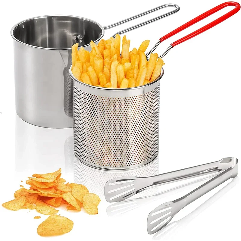 Deep Frying Pot With Strainer Basket Tong Stainless Steel Japanese Tempura Frying Pot For French Fries Chicken 1