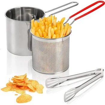 Deep Frying Pot With Strainer Basket Tong Stainless Steel Japanese Tempura Frying Pot For French Fries Chicken 1