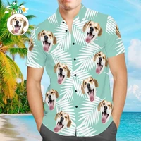 Custom Dog Face On A Hawaiian Shirt For Pet Lover DIY Personalized Pet Photo Beach Shirts For Men Oversized T Shirt 2