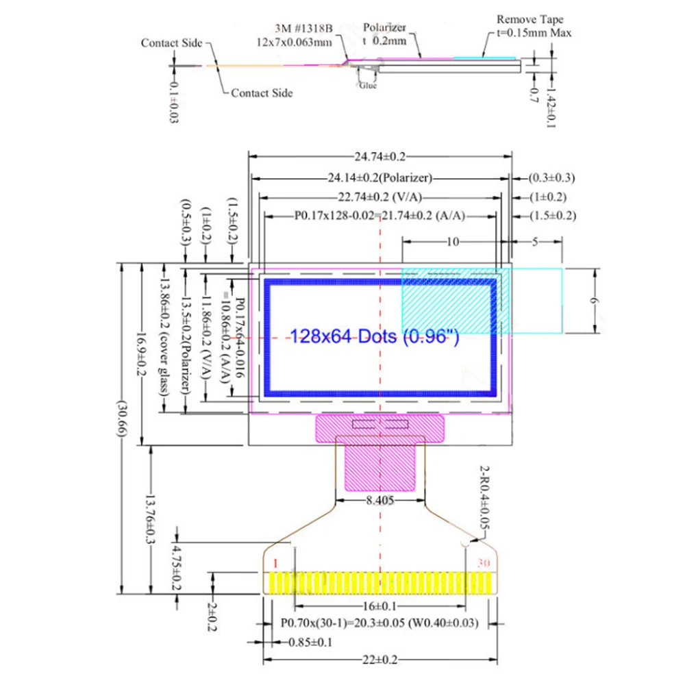0.96 ġ OLED ũ 128*64 SSD1315 ̹  4  SPI/IIC
