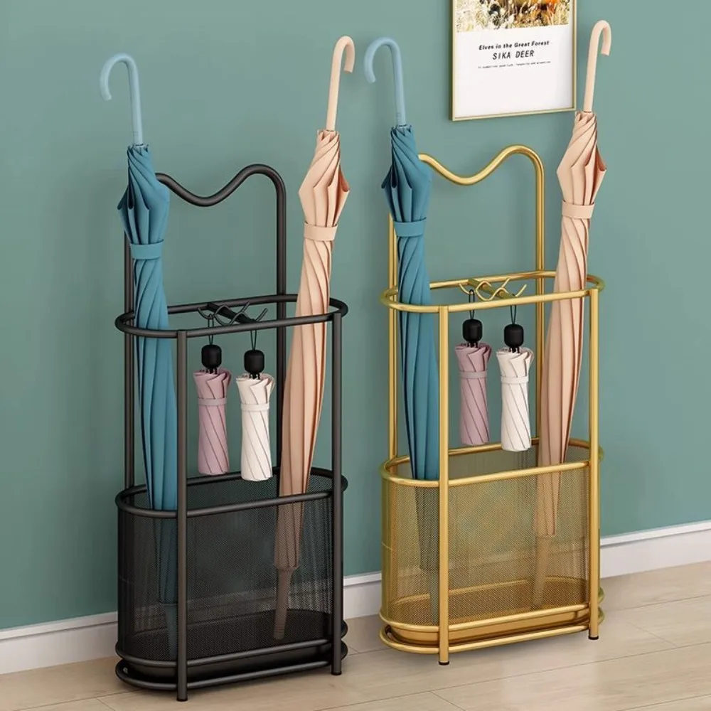 Umbrella Drain Rack Floor Standing Storage Bucket Hook Large Capacity Umbrella Holder Save Space Umbrellas Storage Stand