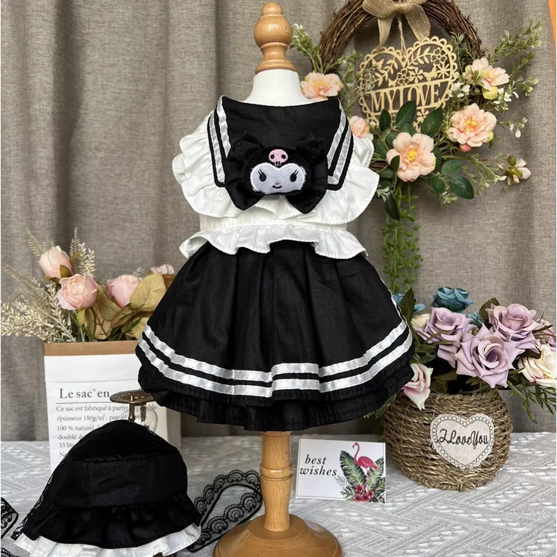

Black White Cotton Pet Dog Clothes Fashion Cool Dogs Clothing Cute Cartoon Decor Princess Dress For Small Medium Dog Yorkshire