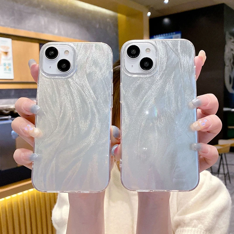 Luxury Gradient Bling Feather Phone Case - Shockproof Back Cover