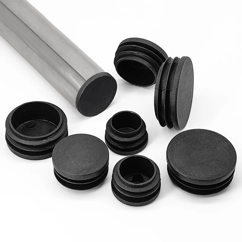 Embout d'obturation rond en plastique noir, inserts de tuyau de tube, bouchon d'insertion de bonde, bouchon pour jambe de chaise