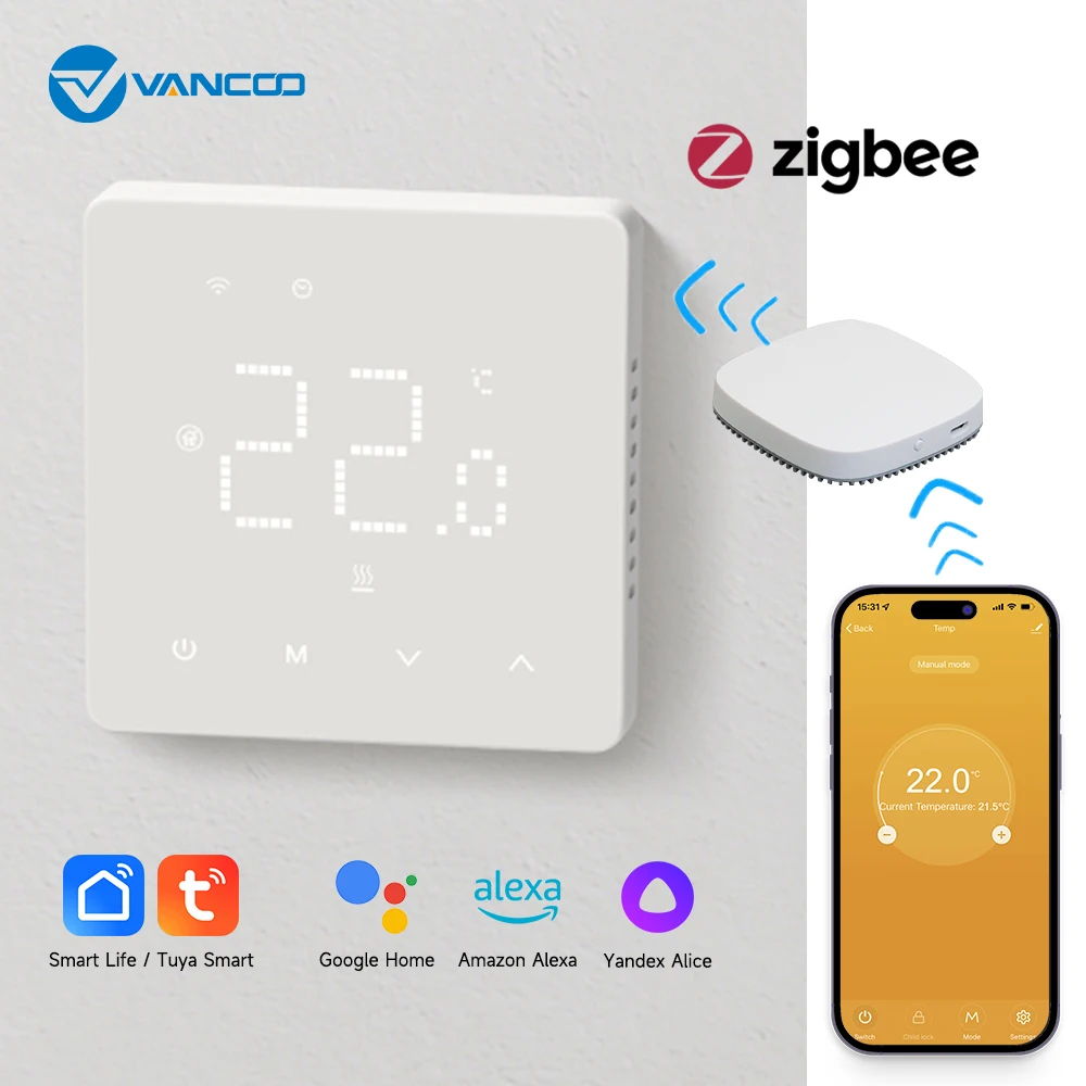 Zigbee Thermostat Tuya WiFi อุณหภูมิห้อง Controller น้ํา/เครื่องทําความร้อนใต้พื้นไฟฟ้าหม้อต้มแก๊สทํางานร่วมกับ Alexa Google Home 1