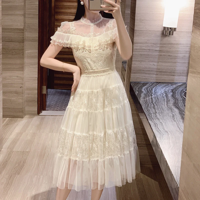 Apricot Pleated Sleeveless Dress | Elegant Mid-Calf Evening Gown