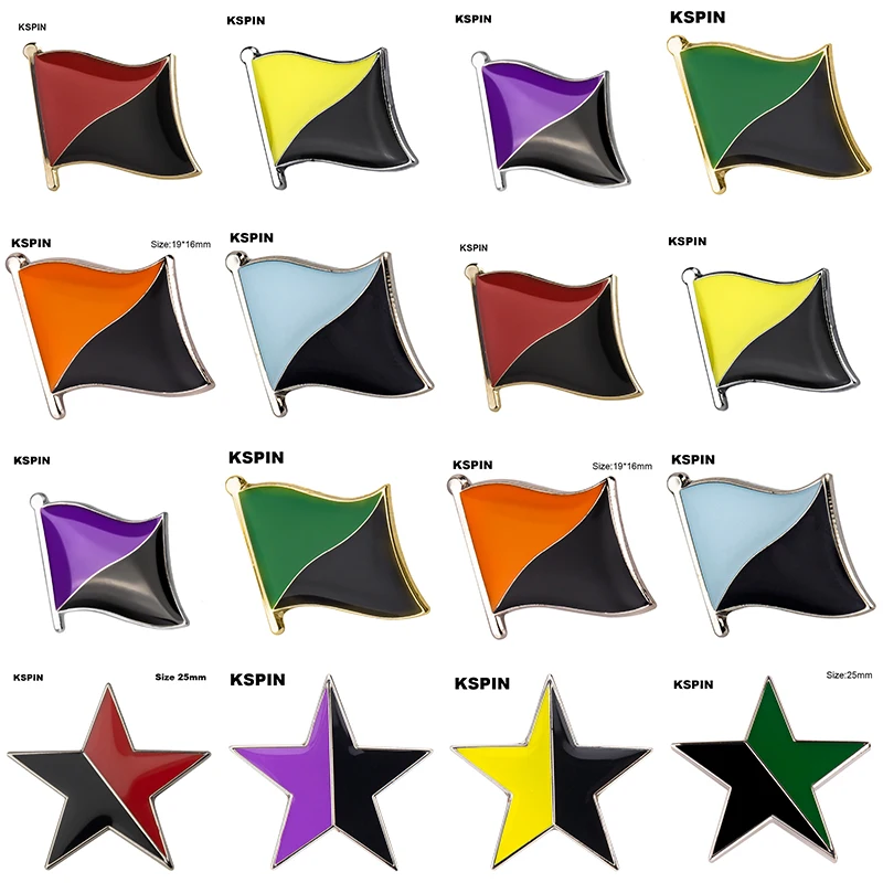 Metal Lapel Pin Yellow Black Red Black Purple logo Flag Badge Brooches Coins Collectibles Backpack Icons