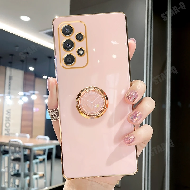 Luxury Plating Ring Holder Stand Silicone Phone Case Cover