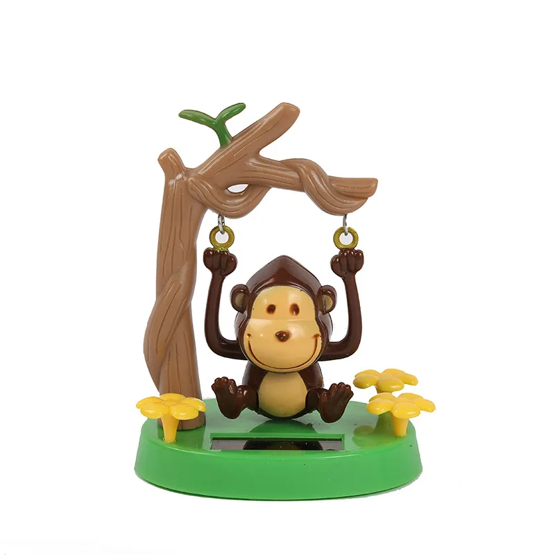 Solar Dancing Monkey Toy Animated Bobble Monkey Dancer Cartoon Animal Desktop Ornaments for Car Interior Decoration