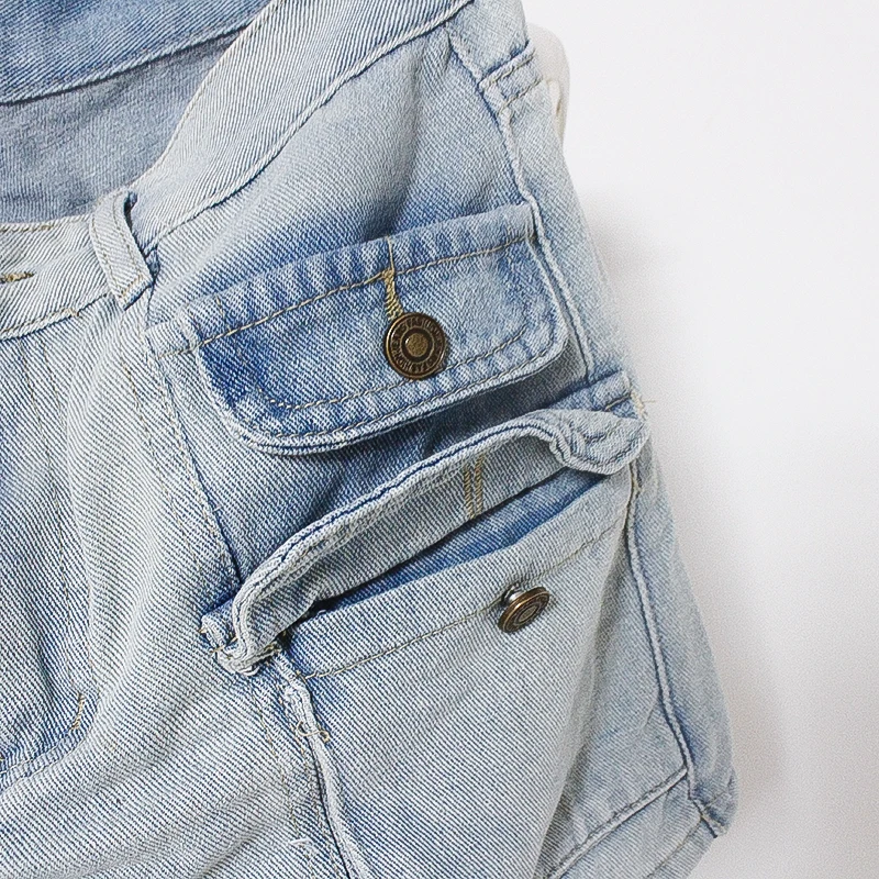 2024 autumn new explosive street style work clothes zipper pocket wash old denim short skirt bag hip skirt women's trend
