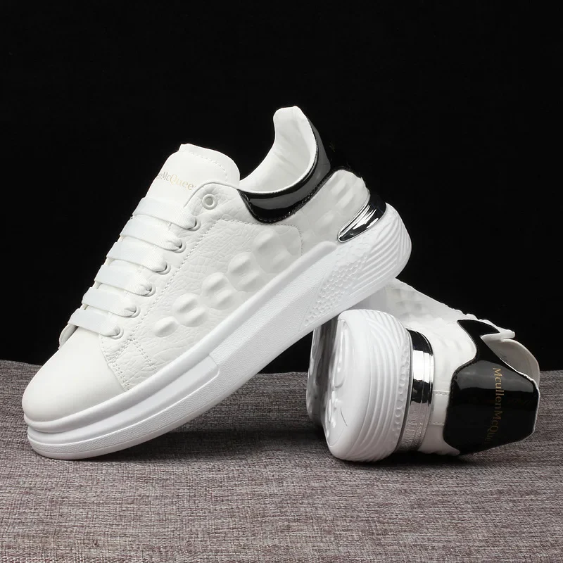 

Women's Fashion Sneakers Vibration Height Increase Shoes Lightweight White Lace-up Comfortable Casual Skateboarding Walking Shoe