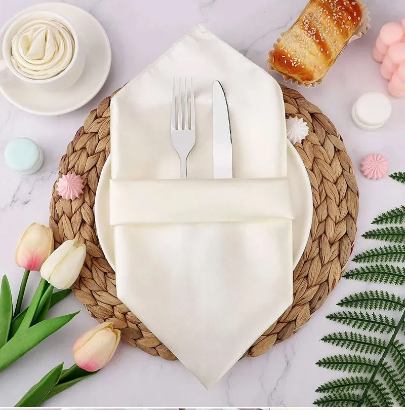 Satin-Tischservietten, Abendessen-Servietten, Waschbare Taschentücher für Hochzeit, Geburtstag, Bankett, Weihnachtsfeier-Dekoration – Detail 5