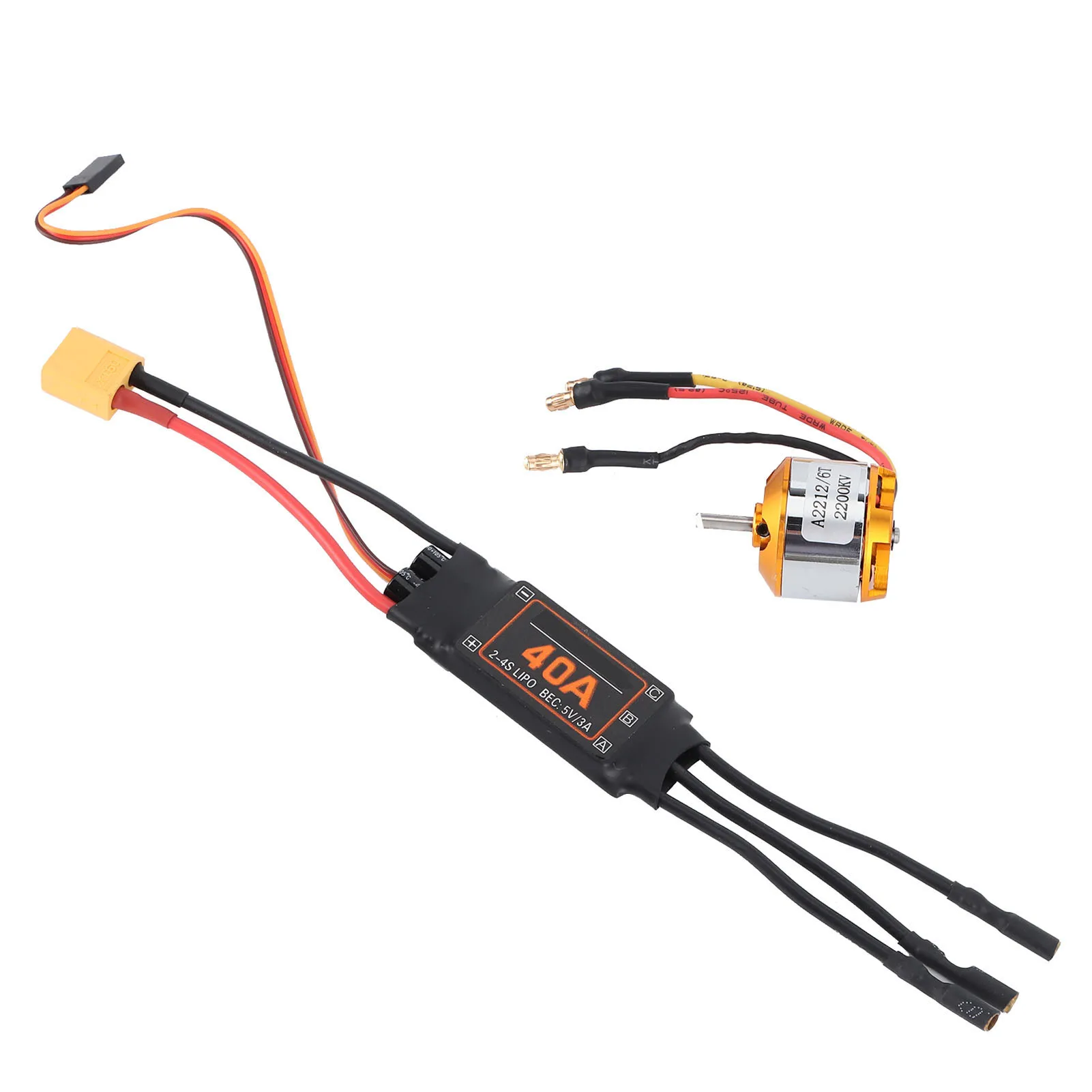 2212 KV2200 Motor + 40A Brushless ESC XT60 RC Motor ESC Set for Drone Helicopter FPV 2212 Brushless 40A