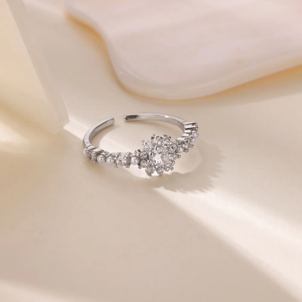 Zircon Geometric Rings Stainless Steel Gold