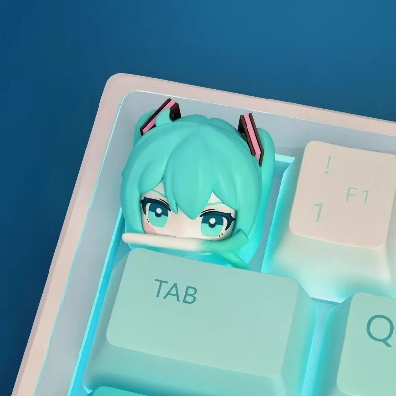 Anime-Inspired Hatsune Miku Resin Keycap - Unique PBT Mechanical Keyboard Accessory