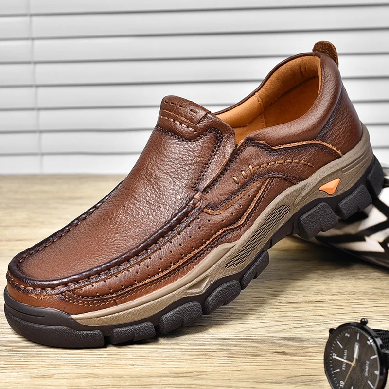 Cracked Versatile Retro Low-Cut Genuine Leather Men's Casual Shoes