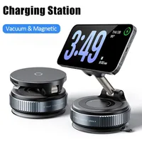 Car Magnetic Wireless Charger Phone Holder & 360° Rotation Vacuum Suction Cup Stand For iPhone 16 15 14 13 12 Fast Charging Dock - Image 6
